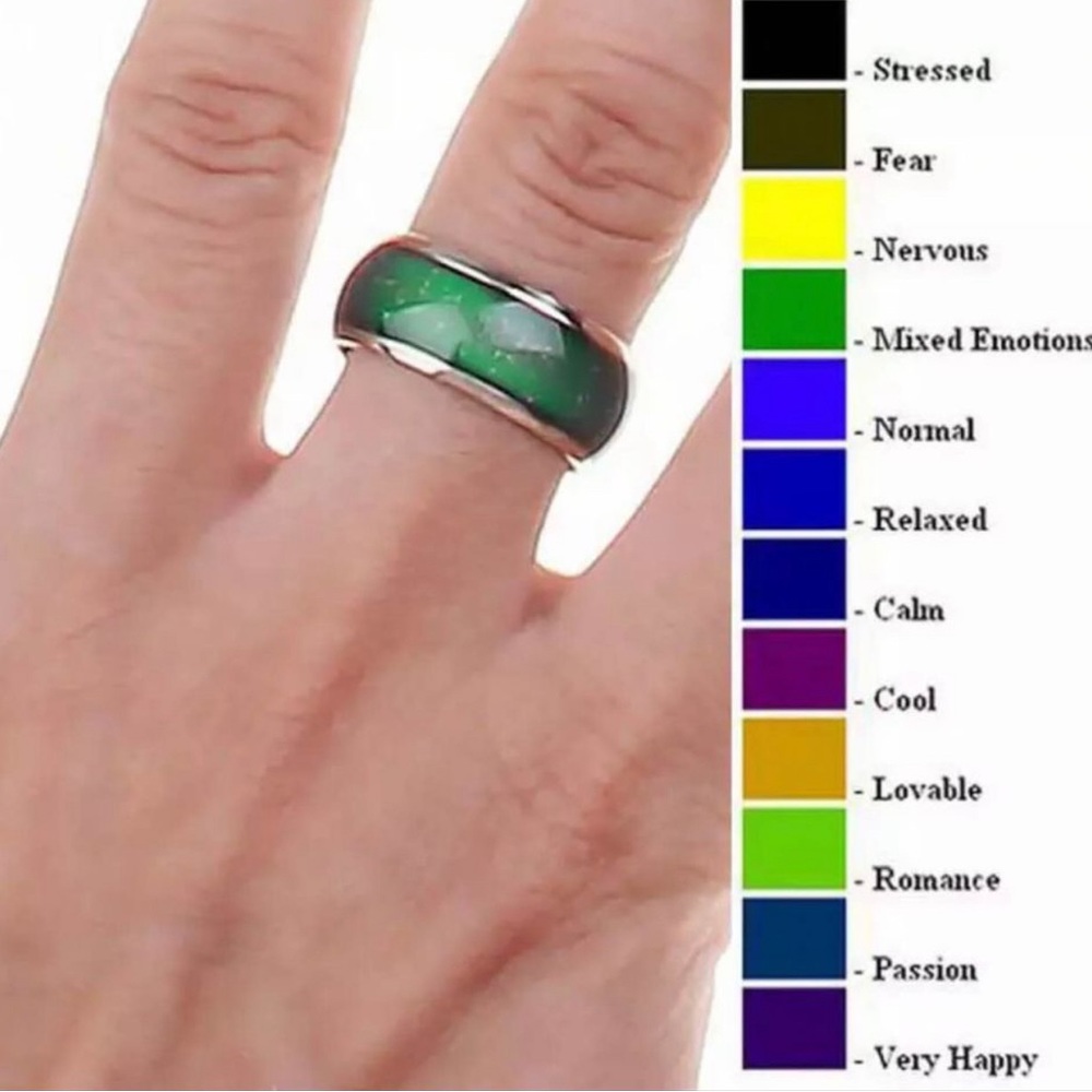 Retro color changing mood rings Silver Sz 4 - 10